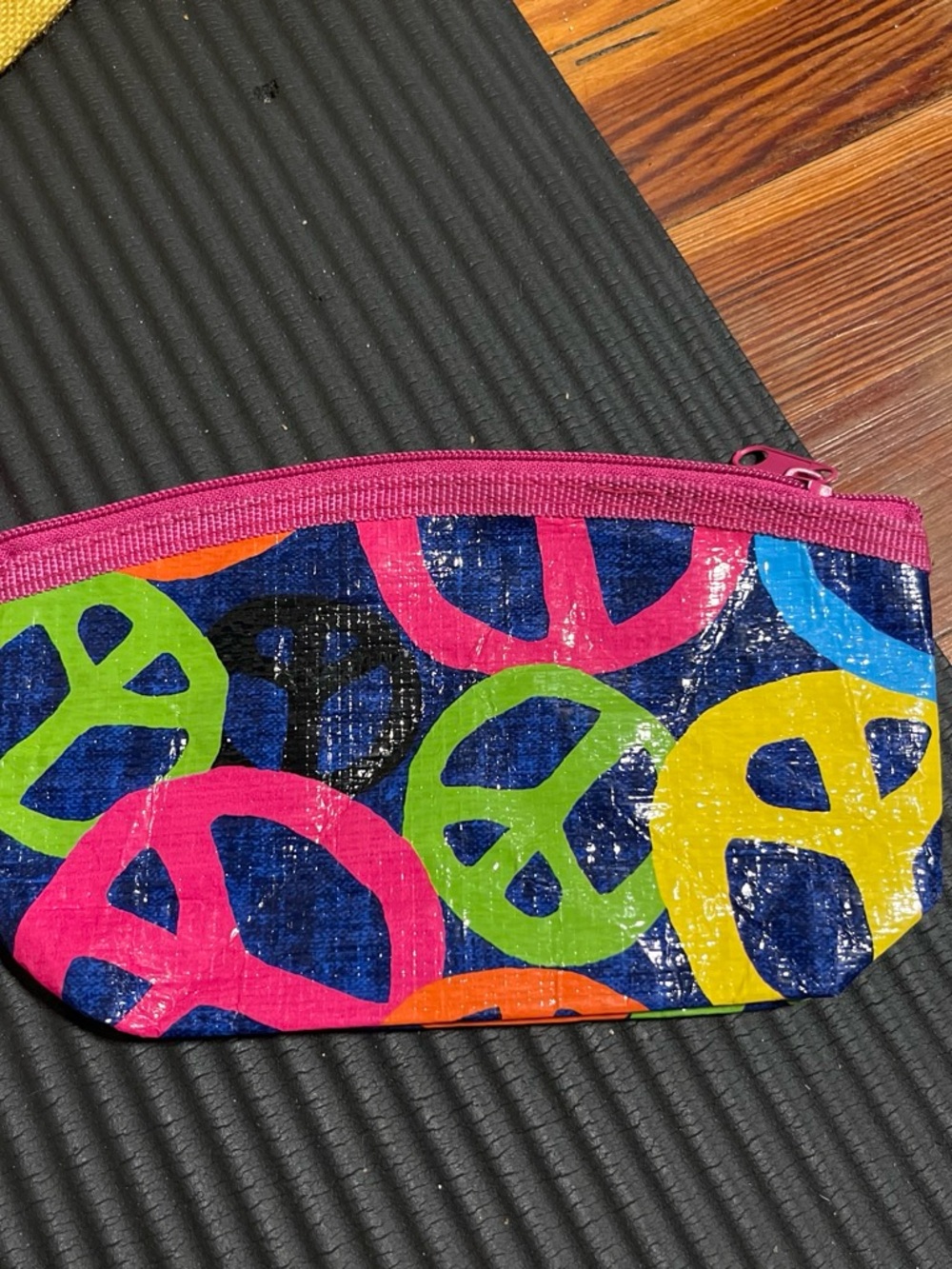 Kids Pink Peace Sign Pouch - Colorful Zip Accessory
